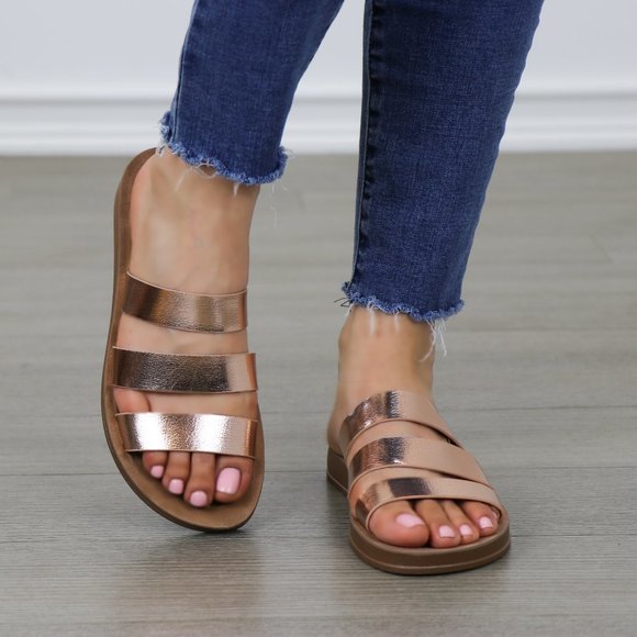 Rose Gold Strap Sandal Flexible Sole for Comfort - Picture 4 of 7